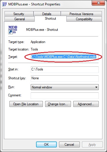 Shortcut to an MDB file.