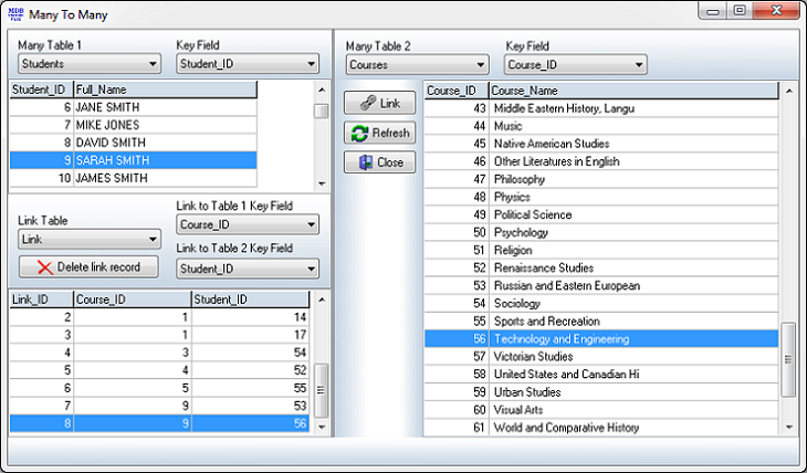 Many to Many dialog in MDB Viewer Plus