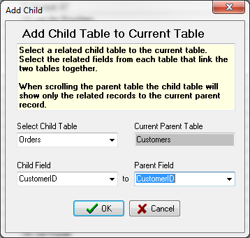 Adding a related child table