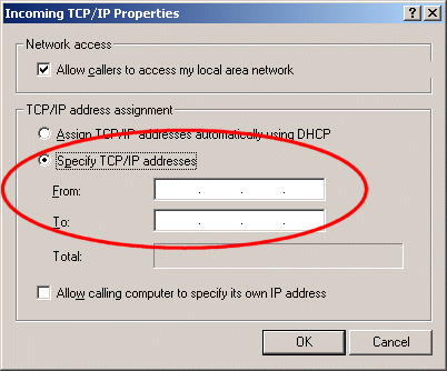 Specify TCP/IP address