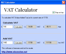 VAT Calculators for both 15 and 20 percent