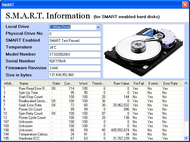 Hard disk SMART information