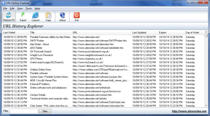 URL History Explorer - screenshot